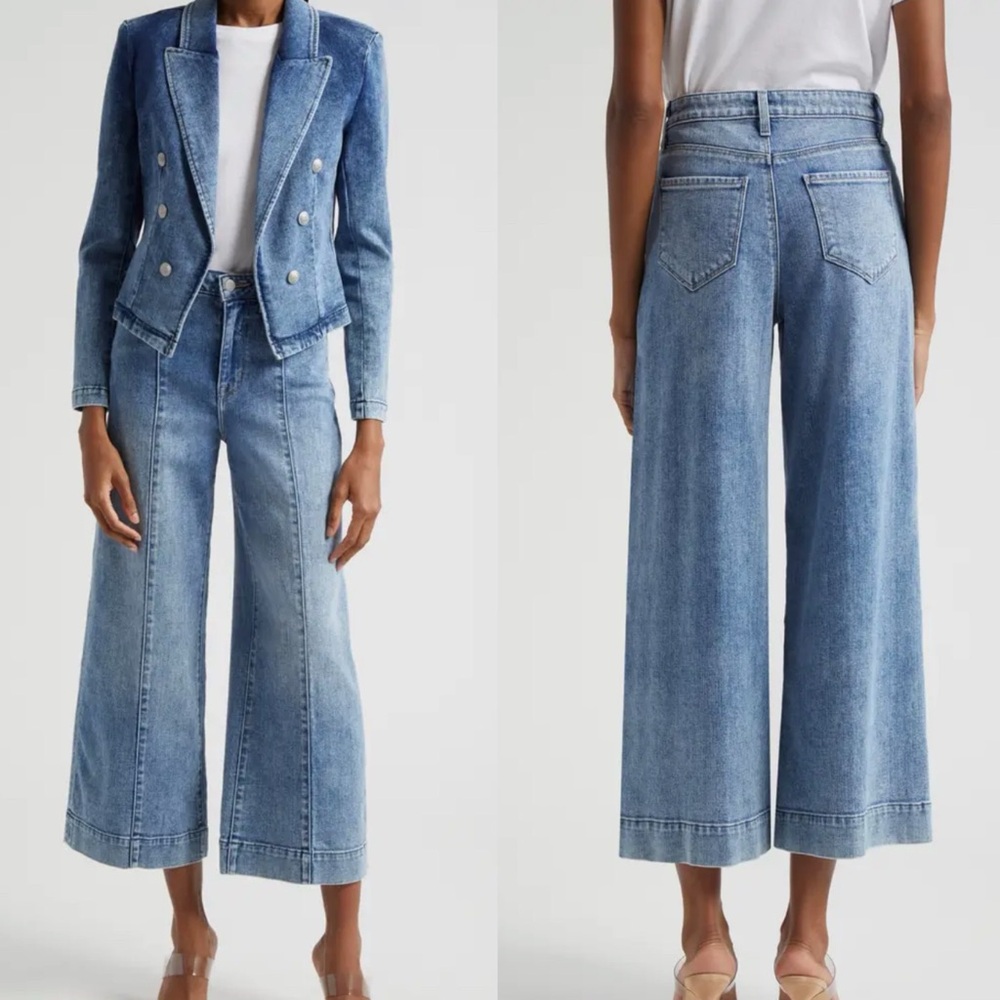 L’AGENCE Houston Center Seam High Waist Crop Wide Leg Jeans